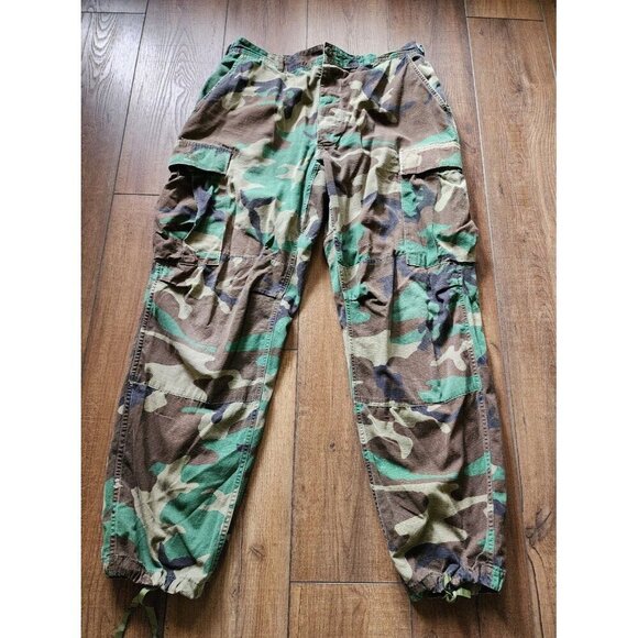 Vintage Army Military Draw String Distressed Worn Camo Cargo Pants Chinos - Picture 2 of 8